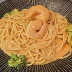ぷりぷりエビと緑の野菜のトマトクリームパスタ【ラモリサーナ1.93ｍｍ