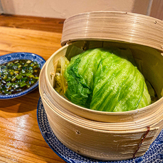 せいろ蒸しレタスとニラ醤油