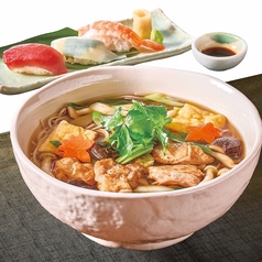 五目鶏南蛮そばと寿司3貫