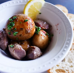 砂肝とマッシュルームのコンフィ　バゲット付き