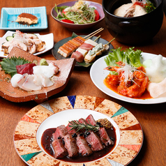 スリーピース 酒 肴 肉のコース写真