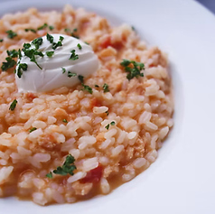 蟹のトマトクリームリゾット　サワークリーム添え