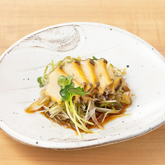 蒸し鮑と茎若芽の葱ぽん酢