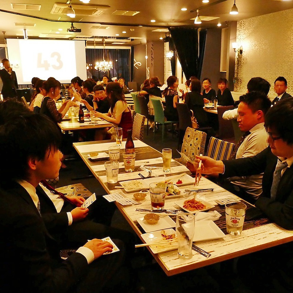 最大80名様まで着席OK！結婚式二次会/同窓会/懇親会/会社宴会など豊富な貸切パーティーでの利用に◎