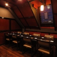 【7階離れ/完全個室】最大30名様まで利用可能。少人数から団体様まで利用可能な個室の用意。ご要望の多かったテーブル椅子の宴会フロアをご用意しました。足の悪い方、座敷が苦手な方もゆっくりお過ごしいただけます。