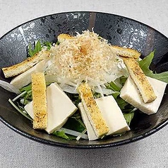 京とうふと京揚げ、水菜サラダ
