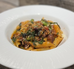 春菊とホタルイカのペンネプッタネスカ