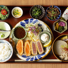 -横浜中央卸売市場直送-サーモンとキハダマグロのレアカツ御膳