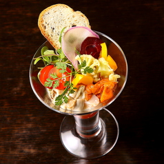 牡蠣のパンナコッタ　生雲丹と有機野菜のパルフェ仕立ての写真