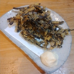 イカ墨さきいかの天ぷら