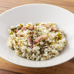 たかな漬けとベーコンのもち米リゾット