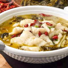 四川風高菜と白身魚煮込み