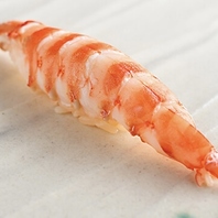 活き車海老、湯引き一貫