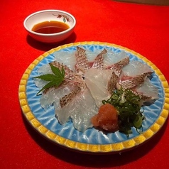 敦賀真鯛の薄造りポン酢