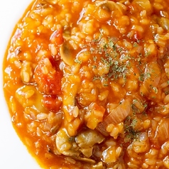 厚切りベーコンときのこのトマトリゾット