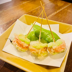 空豆で明太子挟み揚げ