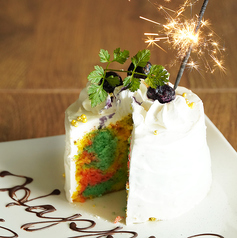 〈花火付き〉カラフルミニホールケーキ