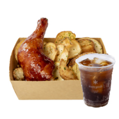 BBQチキンレッグ　ポテトチップス付　ドリンクセット