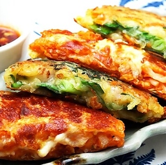 海鮮チヂミ＆チーズキムチチヂミ(小)