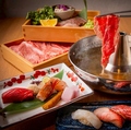 料理メニュー写真&nbsp;北海道和牛のしゃぶしゃぶと寿司のコース