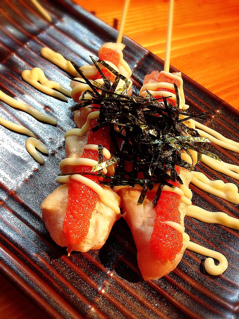 ささみ明太マヨ。新鮮な鶏なのでふっくらジューシー！