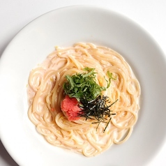 ササミとエリンギの明太子クリームパスタ