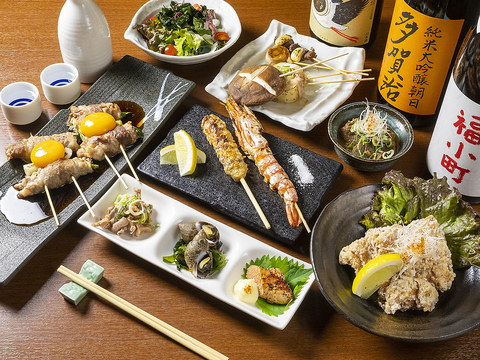 お一人様一品ずつのご提供で宴会に◎豪華コース全9品120分飲み放題付⇒ 5000円
