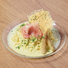 生ハムととうもろこしの冷製クリームパスタ