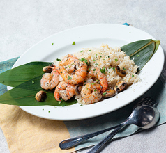 天然海老のガーリックシュリンプとバターライス