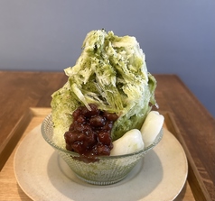 自家製抹茶ミルク白玉あずき氷 お茶付(13:30~カフェタイムメニュー)