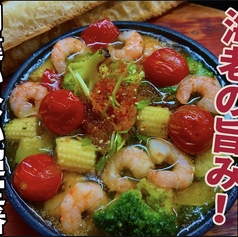 小海老10匹とゴロゴロ野菜のアヒージョ