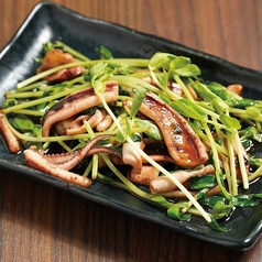 スルメイカと青菜の鮑オイスター炒め