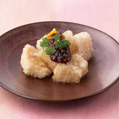 桜島大根の唐揚げ黒豚味噌掛け