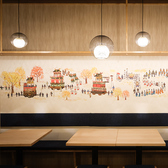 10mにも及ぶ高山祭りの壁画はオリジナルの作品です。店内入り口から春の高山祭り、店内奥に進むにつれて秋の祭りへと変化していきます。あなたのお気に入りの屋台を教えてください。