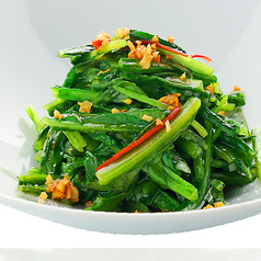 A菜のニンニク炒め/麻婆茄子の土鍋仕立て