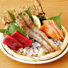 天然海老入り刺身3点盛り