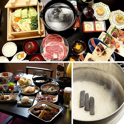 薪で炊き上げたご飯、炭火焼の魚、鮮魚のお刺身などお楽しみください。