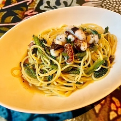 真ダコとホウレンソウのパスタ