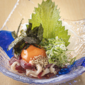 料理メニュー写真&nbsp;龍のたまごを使った 桜ユッケ