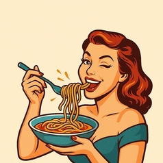 昼時のスパゲッティの写真