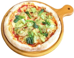 筍と菜の花 シーフードのトマトソースピザ