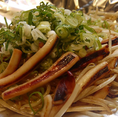 ★いかのもやし炒め（たっぷり九条ネギかけ）