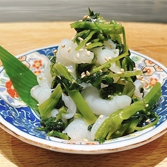 生タコと葉わさびの醤油漬け