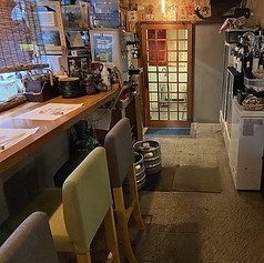 カウンター席から入口を正面に見た感じです。テーブル席や堀こたつ席を背にします。