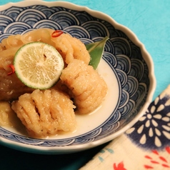 鱧と酢橘 梅肉の南蛮漬け