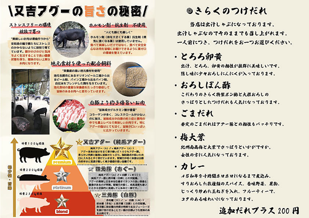 つけだれにもこだわりが。とろろ卵黄や梅大葉など、5種類よりお好きなたれをお選びいただけます。