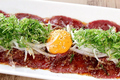料理メニュー写真 薩摩黒牛赤身肉のユッケ風