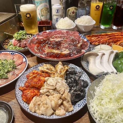 キンキン麦酒とプリッと小腸 近江牛畜産あさひ 千中店(北野天満宮/焼肉
