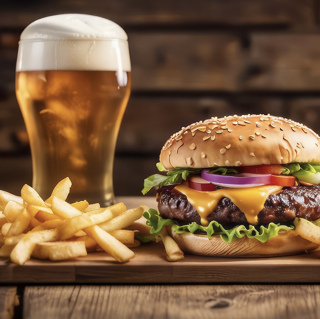 各国のワインやビールを飲みながら、こだわり素材のハンバーガーを一緒に♪