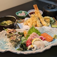 刺身いっぱい天ぷら定食